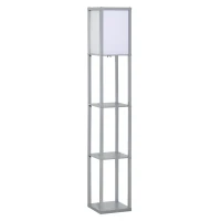 HOMCOM 3-Tier Floor Lamp, Standing Reading Light with Storage Shelves for Living Room, Bedroom, or Dining Room, Grey(m-1)