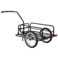 Aosom Folding Bicycle Bike Cargo Storage Cart and Luggage Trailer with Hitch - Black(m-1)
