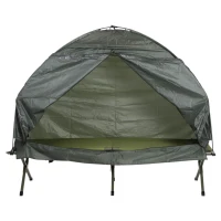 Outsunny Portable 1 Person Raised Camping Tent Cot Combination for Fishing and Hunting - Green(m-5)