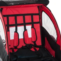Aosom Elite Double Child Two-Wheel Bicycle Trailer with 2 Safety Harnesses - Red / Black(m-9)