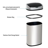HomCom 48L / 12.5 Gallon Stainless Steel Automatic Motion Sensor Trash Can(m-7)