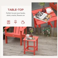 Outsunny Patio Side Table, 15" Square Outdoor End Table, HDPE Plastic Tea Table for Adirondack Chair, Backyard or Lawn, Red(m-5)