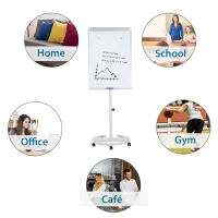 Vinsetto 28" x 40" Magnetic Height Adjustable Rolling Whiteboard Easel with Wheels(m-6)