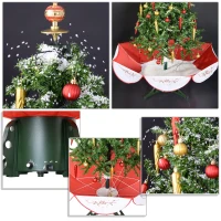HOMCOM 4.5' Pre-Lit Musical Tabletop Snowing Artificial Christmas Tree with Umbrella Base and Ornaments  Green(m-7)