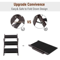 PawHut 19" 2-in-1 Wooden Portable Folding Easy Climb Pet Stairs and Ramp(m-6)