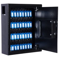 HOMCOM 40 Key Steel Wall Mount Safe Box Lockable Office Key Organizer Storage Cabinet with Key Tags - Black(m-2)