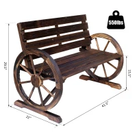 Outsunny Rustic Wooden Outdoor Garden Chair Patio Wagon Wheel Bench Seat(m-3)