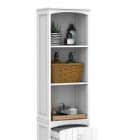 HomCom 67" Tall Colonial Style Free Standing Bathroom Storage Corner Cabinet - White(m-7)