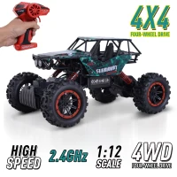 Aosom 1:12 Scale 2.4Ghz 4WD RC Rock Crawler Off-Road Electric Monster Truck - Green(m-6)