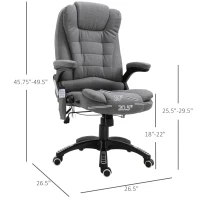 Vinsetto Adjustable Reclining Heating Massage Office Chair Linen Fabric - Grey(m-3)