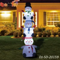 COMIN 10 Foot Tall Inflatable Stacked Snowman Inflatable Christmas Yard Decoration(m-10)