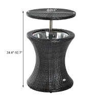 Outsunny Outdoor Patio Rattan Wicker Side Table Ice Bucket Cooler(m-4)