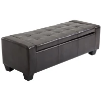 HomCom Unique Large 51" Tufted Faux Leather Storage Bench Ottoman Couch - Dark Brown(m-2)