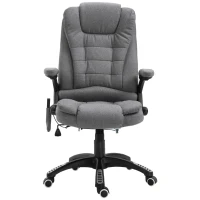 Vinsetto Adjustable Reclining Heating Massage Office Chair Linen Fabric - Grey(m-10)