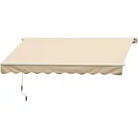 Outsunny 10' x 8' Manual Retractable Sun Shade Patio Awning - Beige(m-1)
