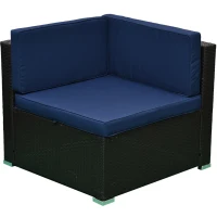 Outsunny 7 Piece Set Rattan Sofa Luxury Modular Conversation Outdoor Furniture - Deep Blue(m-15)