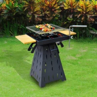 Outsunny Wood Burning/Charcoal Outdoor Fire Pit BBQ Grill Combo(m-2)