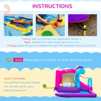 Outsunny Kids Bouncy House with Blower, 4 in 1 Large Bounce Castle with Jumping, Water Pool, Slide for Outdoor and Indoor(m-6)