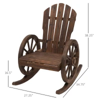 Outsunny Rustic Outdoor Patio Adirondack Rocking Chair - Carbonized Wood(m-3)