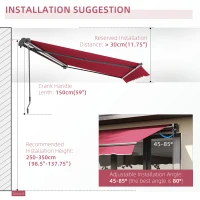 Outsunny Patio Awning Canopy Retractable Deck Door Outdoor Sun Shade Shelter(m-9)