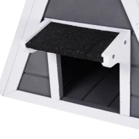 PawHut 21" Solid Wood Cat Condo - Natural Water Proof Outdoor Pet Shelter Small House - Grey(m-9)