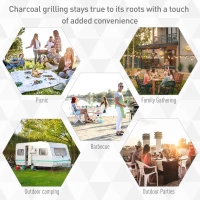 Outsunny Portable Charcoal Grill, 22" Steel BBQ for Camping & Backyard Cooking, Compact Design with Easy Carry Handle(m-6)