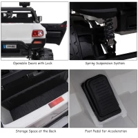 Aosom 12V Ride On Car 2- Seat Police Truck w/ Remote Control & 3 Speeds & LED Light Bar and Audio Input - White(m-7)