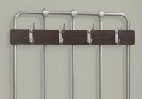 Monarch 60" Contemporary Padded Seat Hall Entry Shoe Bench with Coat Storage Hooks - Charcoal Grey Metal / Cappuccino Brown Finish(m-3)