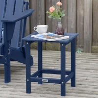 Outsunny Adirondack Side Table, Square Patio End Table, Weather Resistant 15" Outdoor HDPE Table for Porch, Pool, Balcony, Blue(m-2)