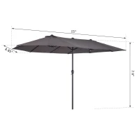 Outsunny 15' Double-Sided Patio Umbrella, Outdoor Market Umbrella with Steel Pole, UV Protection, Grey(m-2)