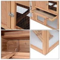 PawHut 80" Large Wooden Chicken Coop Backyard Hen Cage House Poultry w/ Nesting Box Run - Brown(m-7)
