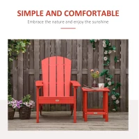 Outsunny Adirondack Chair, HDPE Fire Pit Chair, Weather Resistant Outdoor Chair for Patio, Garden, Backyard, Lawn, Red(m-4)