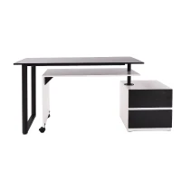 HomCom 52”- 85” Swivel Computer Table Desk - Black/White(m-8)