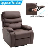 HomCom PU Leather Traditional Manual Recliner Chair - Brown(m-6)