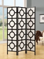 Monarch 3-Panel Circle Design Folding Privacy Screen Room Divider - Black Wood Frame(m-2)
