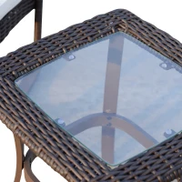 Outsunny 3 Piece Outdoor Rocking Chair and Tea Table Set - Coffee Brown/Beige(m-10)