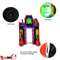 COMIN Halloween Yard Decorations 10 Foot Tall Frankenstein & Pumpkin Inflatable Arch(m-4)