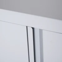 HomCom 36" Counter Height Metal Locking Storage Cabinet with 2 Adjustable Shelves - White(m-10)