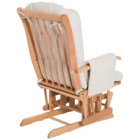 HomCom 2 Piece Ultra-Plush Reclining Rocking Chair with Gliding Ottoman Set - White / Natural Wood(m-14)