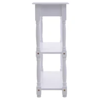 HomCom 40"W Modern Country Pine 3 Tier Wooden Entryway Console Table - Glossy White(m-5)
