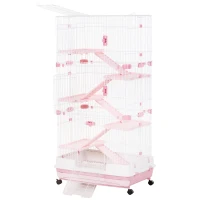 PawHut 6-level Indoor Rabbit Enclosure Small Animal Hutch Pink(m-1)