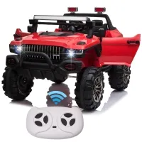 Aosom 12V Ride On Car 2- Seat SUV Truck w/ Remote Control & 3 Speeds & LED Light Bar and Audio Input - Red(m-1)