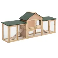 PawHut 83" Wooden Two Story Outdoor Deluxe XL Rabbit Bunny House Hutch Pet Cage(m-1)