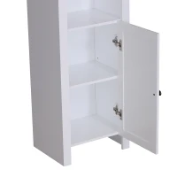 Open Box HomCom 67" Wood Free Standing Bathroom Linen Tower Storage Cabinet - White(m-11)