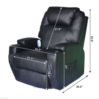 HOMCOM Faux Leather Heated Massage Recliner Chair with Remote - Black(m-3)