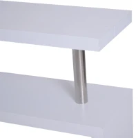 HOMCOM 360 Degree Rotating Corner Computer Desk Modern L-Shaped Home Office Workstation with 2 Storage Shelves, Bookshelf, White(m-11)