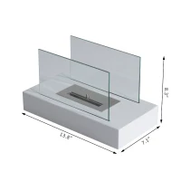 HomCom 14" Modern Free Standing Bio Ethanol Indoor Tabletop Fireplace – White(m-5)