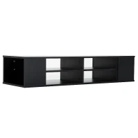 HomCom 48” Modern Wooden Floating Media Center Shelf Unit - Matte Black(m-1)