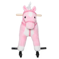 Qaba Kids Plush Toy Ride on Walking Horse - Pink(m-7)
