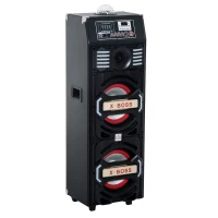 HomCom 100 Watt Portable Bluetooth Double Subwoofer Speaker System with LED Party Lights(m-1)